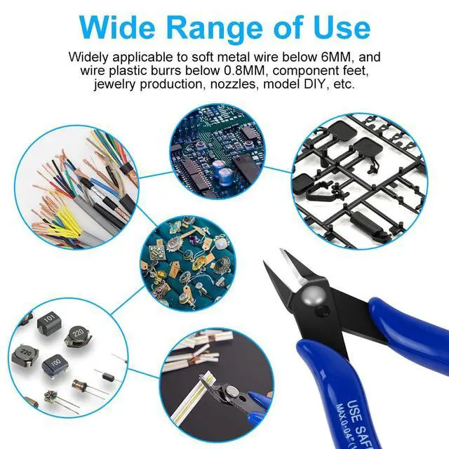 Alt view image 7 of 7 - Wire Cutters, Spring-loaded Side Cutters Flush Cutters, Diagonal Cutters Precision Side Cutters, Diagonal Cutting Pliers in CRV Steel, Heavy Duty Cutting Pliers for Electrical, Homes