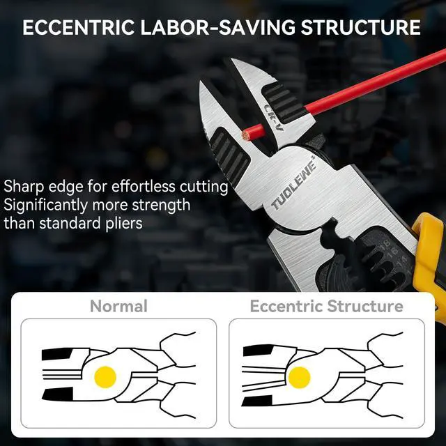 Alt view image 5 of 7 - 8 Inch 3-in-1 Wire Cutters, Heavy Duty Diagonal Cutting Pliers | with Wire Stripper & Crimper, CR-V Steel, High Leverage, Large Soft Grip, for Electricians and Home Use