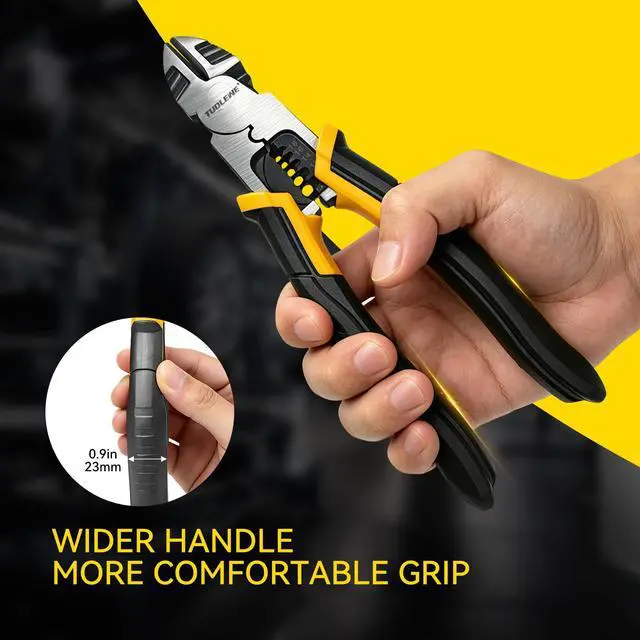 Alt view image 6 of 7 - 8 Inch 3-in-1 Wire Cutters, Heavy Duty Diagonal Cutting Pliers | with Wire Stripper & Crimper, CR-V Steel, High Leverage, Large Soft Grip, for Electricians and Home Use