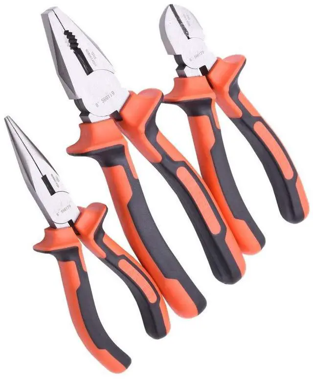 Main image of Harden 3 Piece Pliers Set - Professional Grade Pliers includes 6 Long Nose Plier, 6 Diagonal Cutting Plier, 8 Combination Plier - High Carbon Steel - Ergo Grip Handles