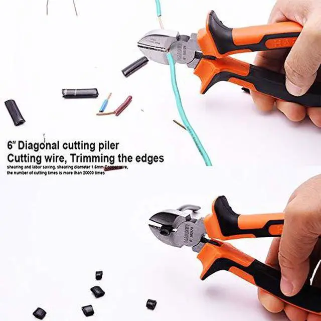 Alt view image 3 of 4 - Harden 3 Piece Pliers Set - Professional Grade Pliers includes 6 Long Nose Plier, 6 Diagonal Cutting Plier, 8 Combination Plier - High Carbon Steel - Ergo Grip Handles