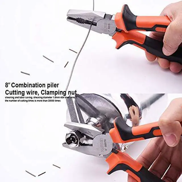Alt view image 4 of 4 - Harden 3 Piece Pliers Set - Professional Grade Pliers includes 6 Long Nose Plier, 6 Diagonal Cutting Plier, 8 Combination Plier - High Carbon Steel - Ergo Grip Handles