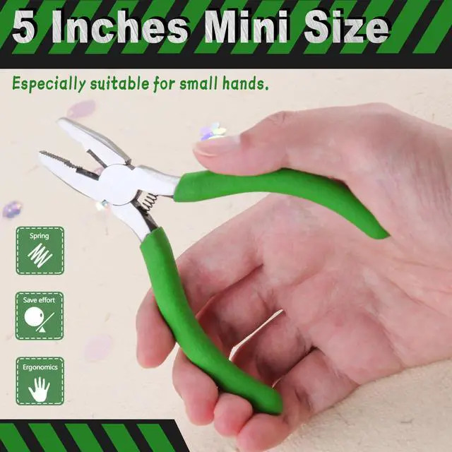 Alt view image 3 of 7 - Mini Lineman's Pliers with Cutter, Serrated Jaw for Jewelry Craft | Multi Use Combination Pliers, Thin Side Cutters, Micro Fine Precision Tips, Wire Cutting & Gripping, for Beading, Hobby, DIY