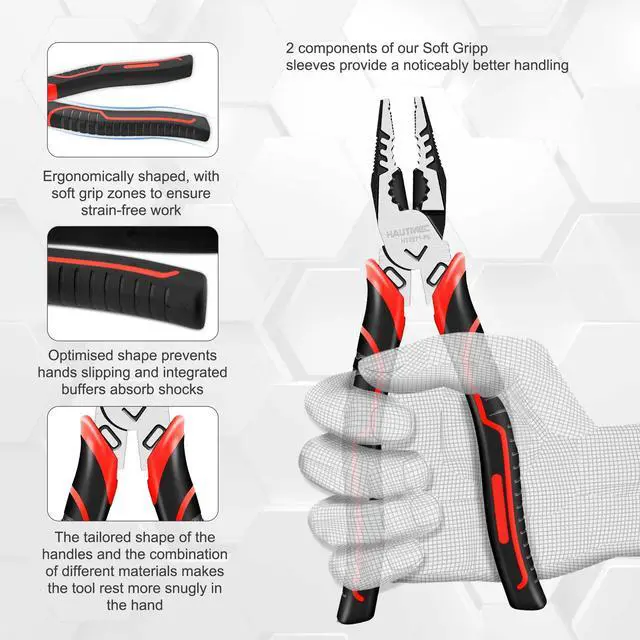 Alt view image 3 of 6 - 9" Linesman Pliers High Leverage Combination Pliers Multifunctional Heavy Duty Lineman Tools HT0271-PL
