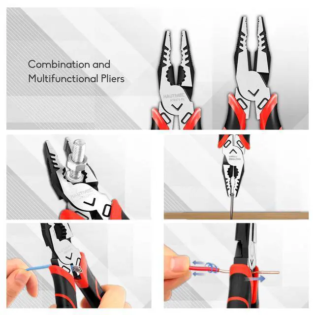 Alt view image 4 of 6 - 9" Linesman Pliers High Leverage Combination Pliers Multifunctional Heavy Duty Lineman Tools HT0271-PL