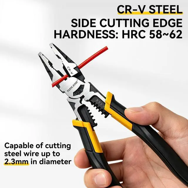 Alt view image 5 of 7 - 9-Inch 6-in-1 Linesman Pliers CR-V Steel Wire Cutter | Electrician's Combination Pliers, Stripper, Crimper & Bolt Cutter Combo