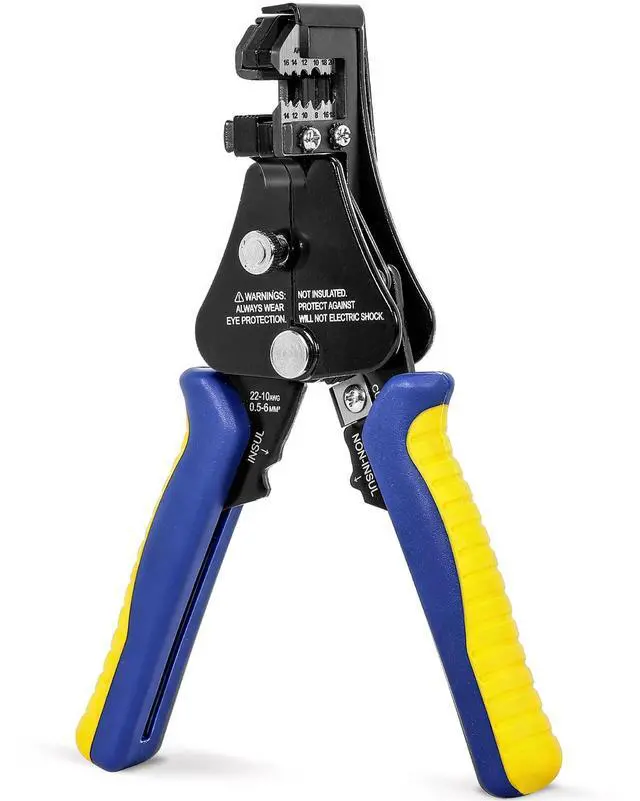 Main image of 3 in 1 Automatic Wire Stripper, AWG 22-8, 7-Inch Tool | Ring-Shaped Arc Blade, Aligned Cutter Head, Solid and Stranded Conductors, Reduced Core Damage, Electronics Repairs