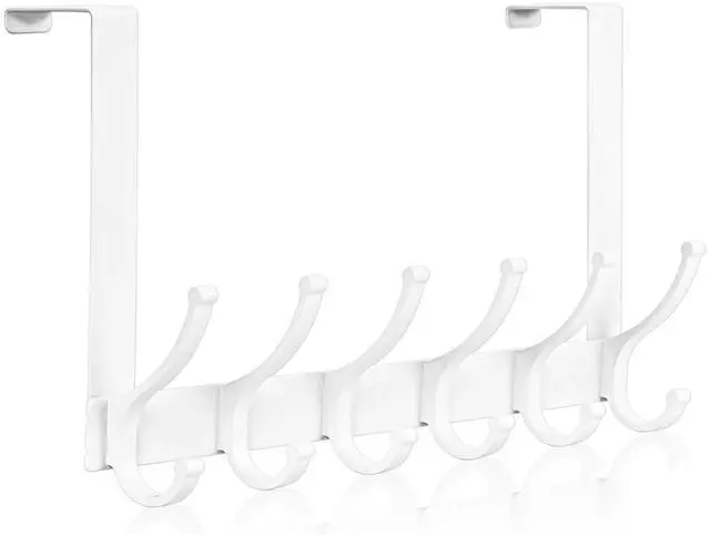 Main image of Over The Door Hooks, Door Hanger Hooks for Hanging, Over The Doors Towel Racks for Bathroom, Coat Rack Dorm Essentials (1Pack, White, Fit 1-3/4" Doors)