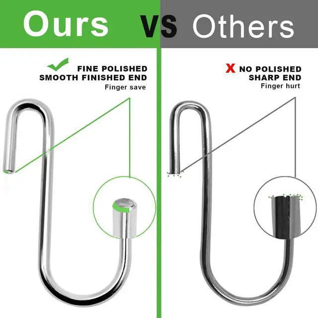 Alt view image 4 of 7 - 30 Pack 2.4 inches Heavy Duty S Hooks for Hanging, Pan Pot Holder Wire Shelves Rack Hooks for Hanging, S Shaped Hanger Metal Hooks for Kitchen Pots Utensils Jeans Clothes Bags Hats Towels Plants