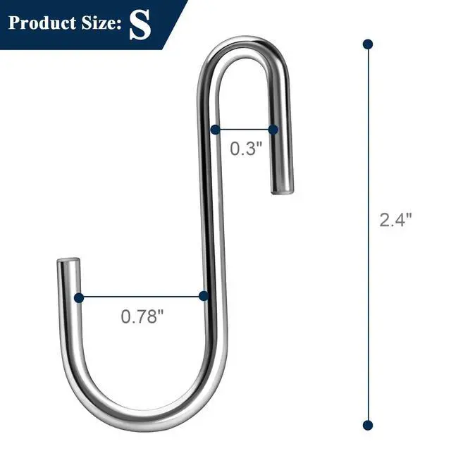Alt view image 6 of 7 - 30 Pack 2.4 inches Heavy Duty S Hooks for Hanging, Pan Pot Holder Wire Shelves Rack Hooks for Hanging, S Shaped Hanger Metal Hooks for Kitchen Pots Utensils Jeans Clothes Bags Hats Towels Plants