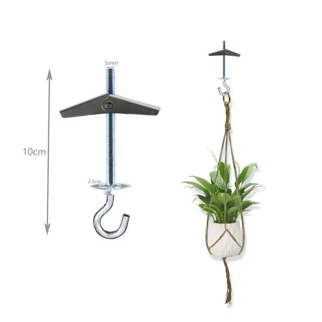 Alt view image 2 of 6 - 4 Pack Carbon Steel Plasterboard Ceiling Hooks Spring Toggle Wing Bolts Hanger Wall Ceiling Installation Cavity Wall Fixing Anchors Ceiling Hook Heavy Duty Swag Hanging Plants