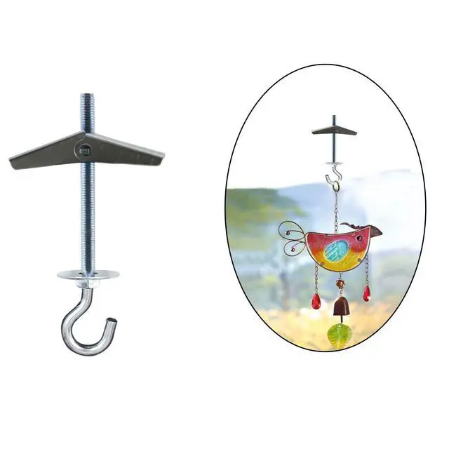 Alt view image 3 of 6 - 4 Pack Carbon Steel Plasterboard Ceiling Hooks Spring Toggle Wing Bolts Hanger Wall Ceiling Installation Cavity Wall Fixing Anchors Ceiling Hook Heavy Duty Swag Hanging Plants