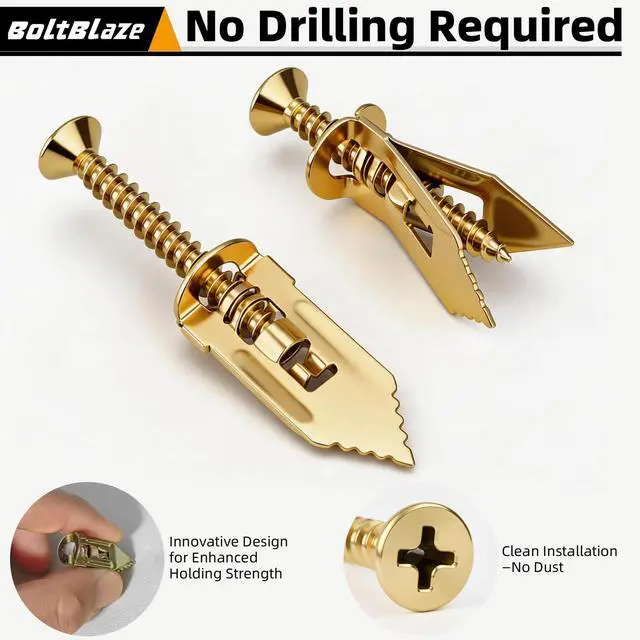 Alt view image 6 of 7 - 84PCS Self-Drilling Drywall Anchors with Screws Kit - 4PCS Screw Hooks for Hanging Outdoor String Lights, Plants, Christmas Patio Lights, No Drill Required, Holds Up to 66 lbs