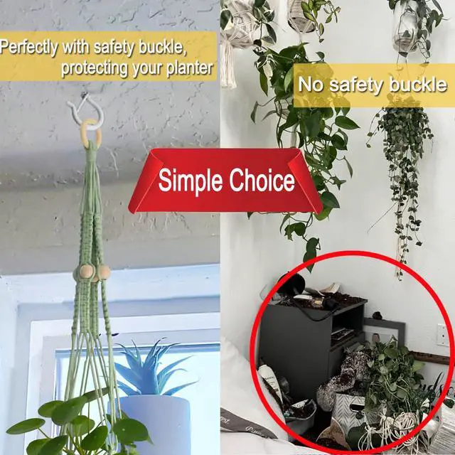 Alt view image 3 of 7 - 20 Pack Q Hanger Hooks with Safety Buckle, Rustproof Screw Hooks for Hanging String Lights, Bird Feeder, Plants, Wind Chimes & Holiday Decorations, Holds Up to 40 lbs2.2" White Vinyl Coated