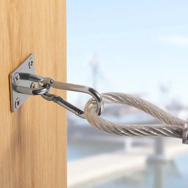 Alt view image 5 of 7 - Premium M8 Heavy-Duty Stainless Steel Pad Eye Snap Hook, Ceiling Hook, 4PCS | 2PCS Pad Eye Plate U Hooks + 2PCS Snap Hooks