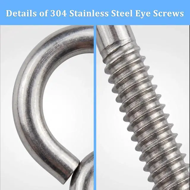 Alt view image 6 of 7 - 6 Pack 304 Stainless Steel Eye Hook Screws with Expansion Anchors, 3.2 inch Heavy Duty Wall Hanging Screw Eye Bolts(M6)