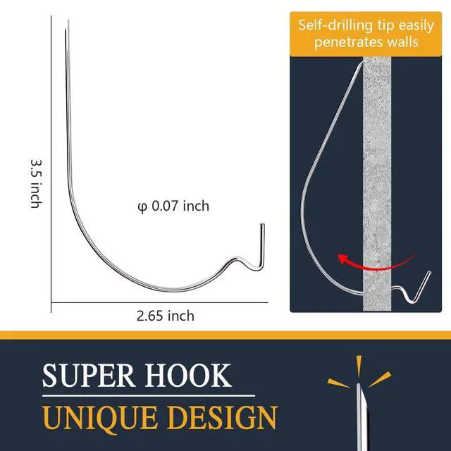 Alt view image 3 of 7 - Picture Hanger Super Hook 30PCS,High-Quality Steel Picture Hanger Hercules Hooks