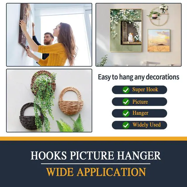 Alt view image 7 of 7 - Picture Hanger Super Hook 30PCS,High-Quality Steel Picture Hanger Hercules Hooks