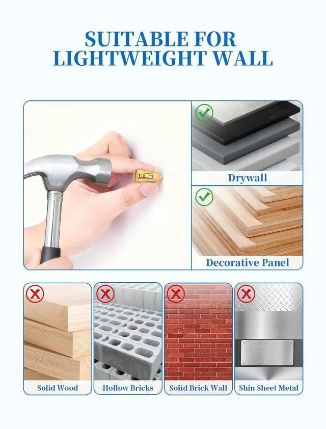 Alt view image 5 of 7 - 100 PCS Self Drilling Drywall Anchors with Screws Kit, Zinc Plated | Wall Anchors Provide Secure Installation for Sheetrock Projects, Ideal for Shelves, Mirrors, Picture Frames and Home Decor