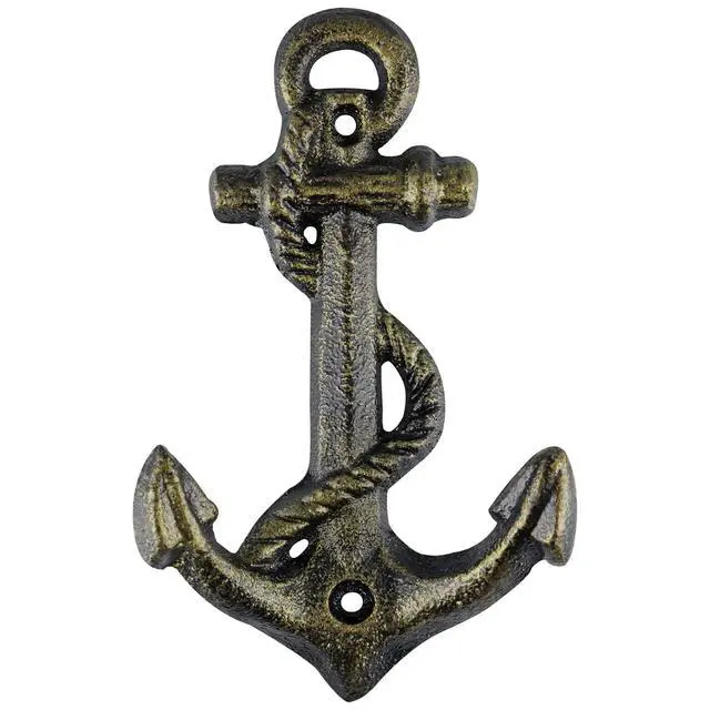 Alt view image 2 of 7 - 2 Pcs Anchor Coat Hooks, Nautical Wall Hangers, Vintage Cast Iron Key Holder for Hanging Towels, Bags, Robes, Decorations (Antique Bronze)