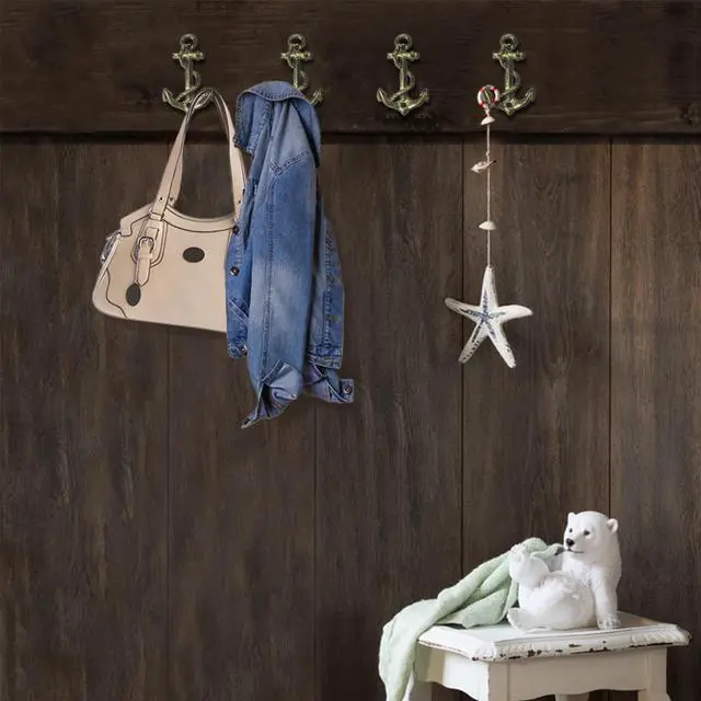 Alt view image 5 of 7 - 2 Pcs Anchor Coat Hooks, Nautical Wall Hangers, Vintage Cast Iron Key Holder for Hanging Towels, Bags, Robes, Decorations (Antique Bronze)