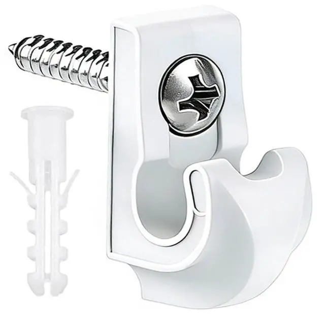 Main image of 10 Sets String Light Hooks Outdoor Screw Hanger White | Plastic mounts with stainless steel fasteners, wall anchors for holiday decor, plants, patio wire hanging