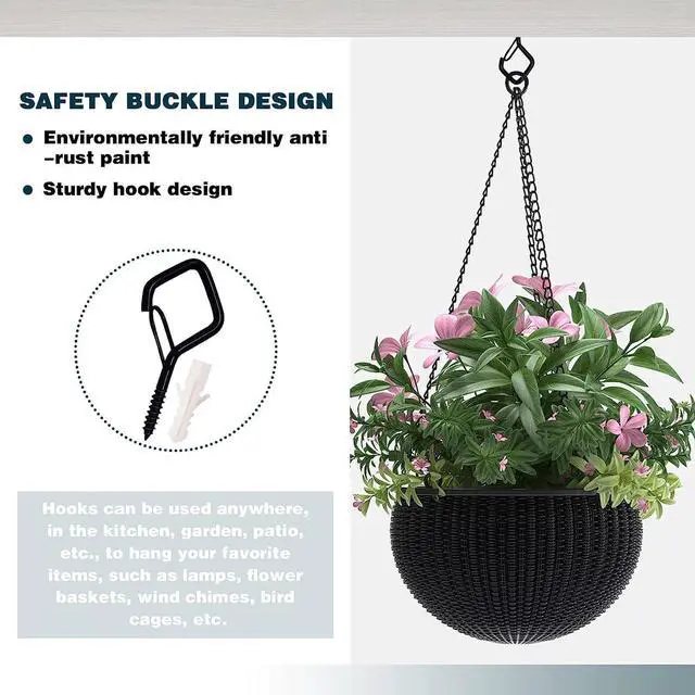 Alt view image 6 of 7 - 20 PCS Q-Hanger Hooks for String Lights, Ceiling Hooks for Hanging Plants, Wind Chimes, Bird Feeders, Lanterns, Christmas Decorations (Square Hanger) Black