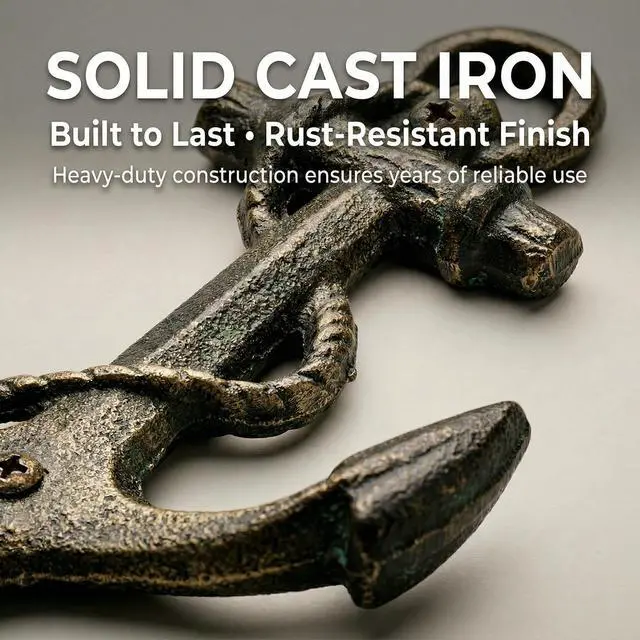 Alt view image 6 of 7 - Nautical Anchor Hooks Antique Bronze Cast Iron Decorative Wall Hook, Treasures of The Caribbean Islands 1 Pack