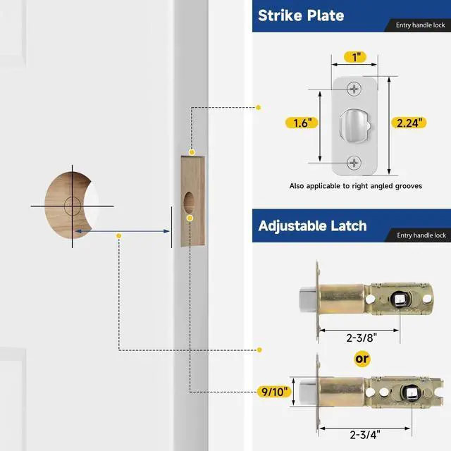 Alt view image 3 of 7 - Keyed Entry Door Lever, Door Handle with Lock and Key, Exterior Interior Door Handle for Bedroom, Wave Style Lever Satin Nickel, Reversible for Left/Right
