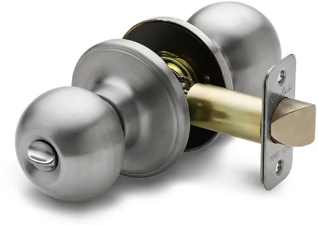 Main image of Privacy Interior Door Knob ANSI Grade-3 Certified, Modern Heavy Duty Handle, Easy Install and Reversible for Bedroom, Bathroom & Closets Satin Stainless (1 Pack)