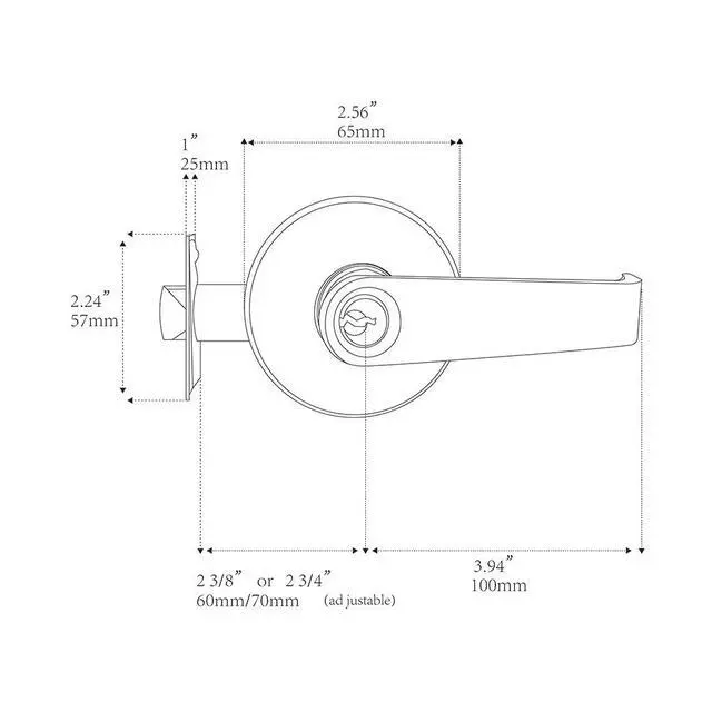 Alt view image 2 of 7 - 1 Pack of Lever Keyed Entry Door Lever Handle Lock, Universal Door Knob Hardware,Nickel Brushed Color (MR802ET)