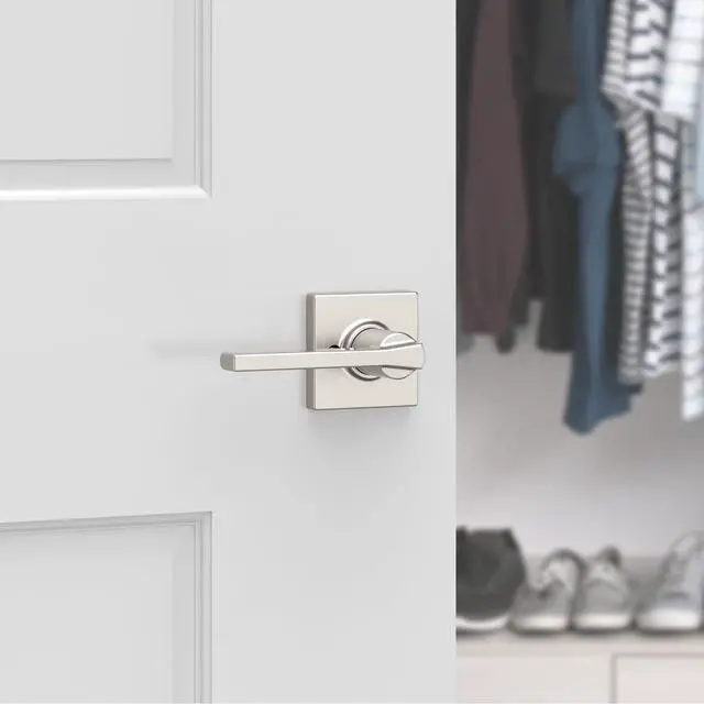 Alt view image 2 of 7 - Casey Single Sided Dummy Door Lever, Reversible Non-Turning Push/Pull Handle, for Pantry, Closet, and French Doors, with Microban Protection in Satin Nickel