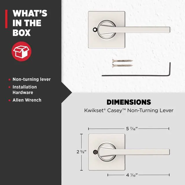 Alt view image 7 of 7 - Casey Single Sided Dummy Door Lever, Reversible Non-Turning Push/Pull Handle, for Pantry, Closet, and French Doors, with Microban Protection in Satin Nickel