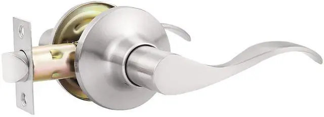 Main image of 1 Pack Passage Lever Door Handles Satin Nickel Door Levers for Closet Door Lock Keyless Interior Door Handle with Lock Wave Lever
