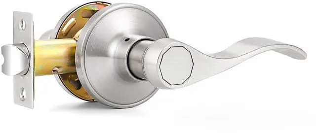 Main image of Door Levers Brushed Nickel Passage Door Handles Wave Style Keyless Door Handles Closet Hallway Interior Door Handles
