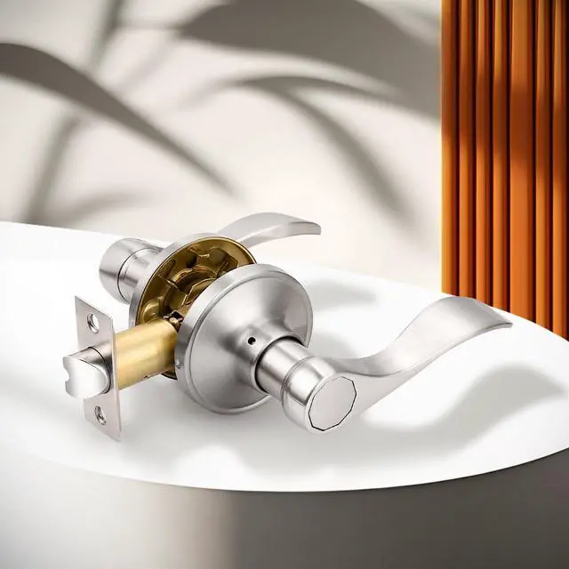 Alt view image 2 of 7 - Door Levers Brushed Nickel Passage Door Handles Wave Style Keyless Door Handles Closet Hallway Interior Door Handles