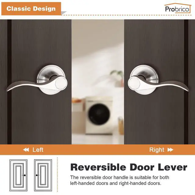 Alt view image 4 of 7 - Door Levers Brushed Nickel Passage Door Handles Wave Style Keyless Door Handles Closet Hallway Interior Door Handles