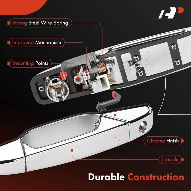 Alt view image 5 of 7 - Front Left Driver Side Exterior Door Handle | Compatible with Chevy, GMC & Cadillac Models - 2007-2014 - Silverado, Sierra, Tahoe, Suburban, Avalanche, Yukon - # 20828258
