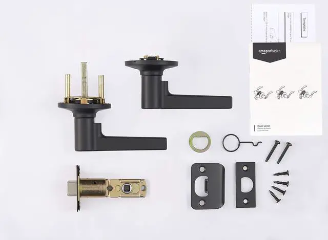 Alt view image 3 of 4 - Manchester Passage Lever Door Handle - Keyless, Reversible, Fits 1-3/8" to 1-3/4" Doors, Adjustable Latch, Matte Black, 1-Pack