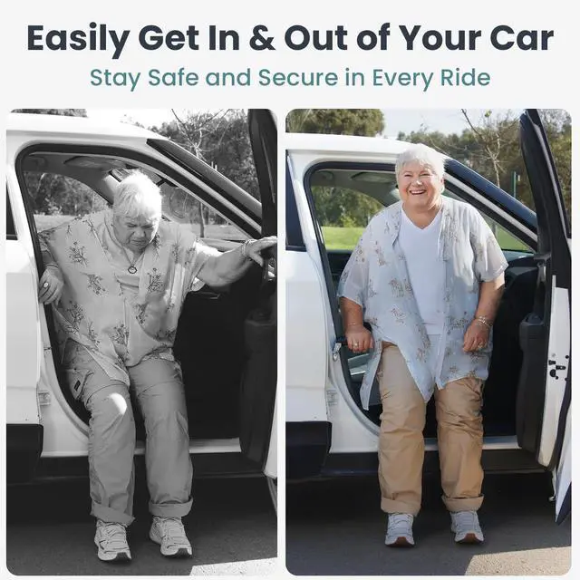 Alt view image 2 of 7 - Car Door Handle for Elderly (2 Pack) Car Cane Assist Handle with Anti-Slip Grip, Steel Hook for Secure Latch Fit, Supports Up to 300 lbs, Easy Tool-Free Use