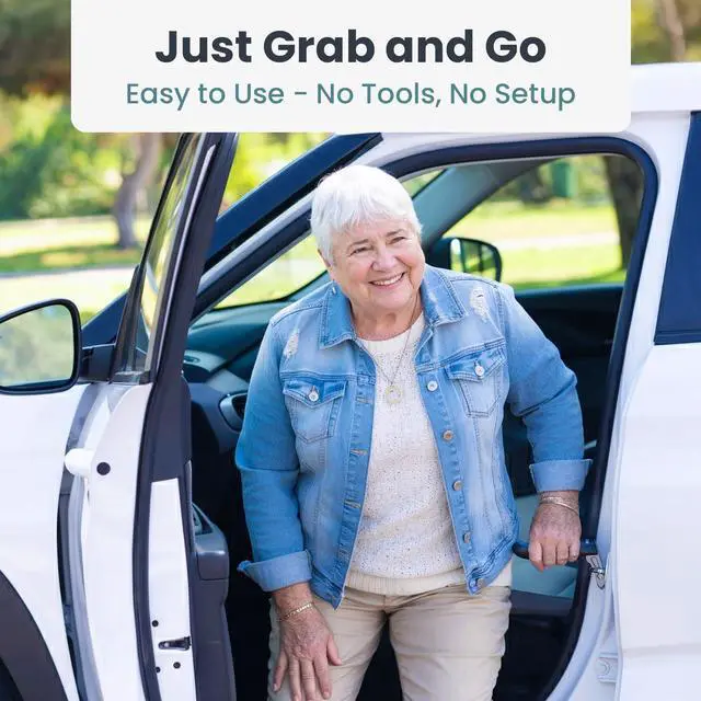 Alt view image 3 of 7 - Car Door Handle for Elderly (2 Pack) Car Cane Assist Handle with Anti-Slip Grip, Steel Hook for Secure Latch Fit, Supports Up to 300 lbs, Easy Tool-Free Use