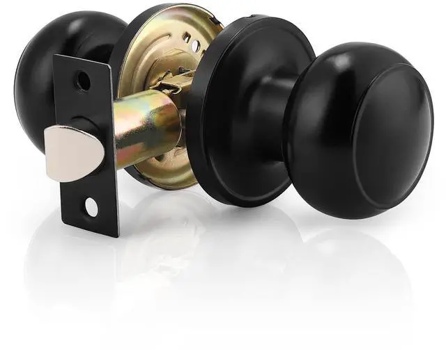 Main image of 1 Pack Round Passage Door Knob(Non-Locking Knobs), Keyless Doorknobs Interior/Exterior Door Lockset,Passage Knobs for Hallway/Closet,Black Finish Modern Design Door Hardware