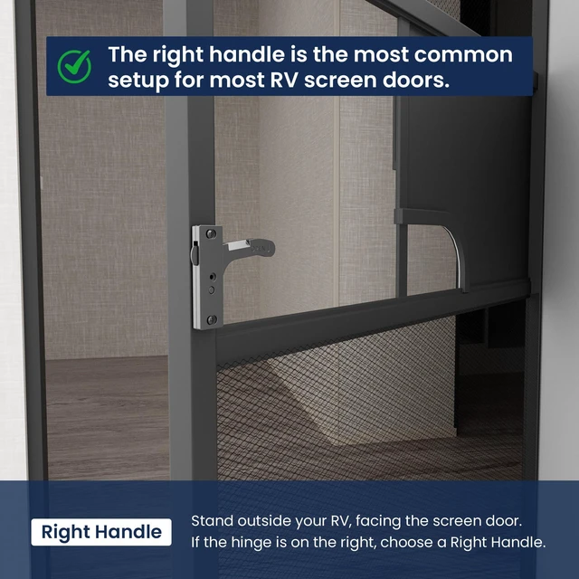 Alt view image 7 of 7 - Aluminum RV Screen Door Latch Right Handle Replacement Accessories | Aluminum Right Handle, Replaces Fragile Plastic Latch, Complete Durable Latch Kit, Travel Trailer Interior Parts& Accessories