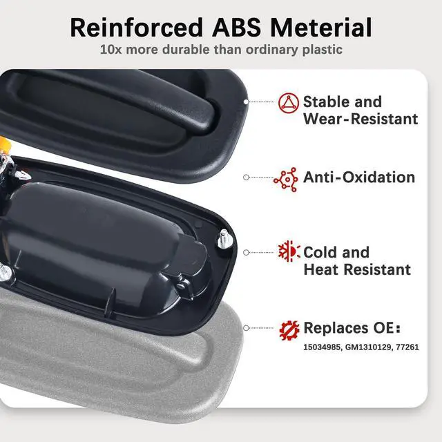 Alt view image 4 of 7 - Exterior Outside Door Handle Front Left Driver Side for 1999-2007 Chevy Silverado, Tahoe, Suburban, Avalanche, GMC Sierra, Yukon Denali, Cadillac Escalade 77261 15034985