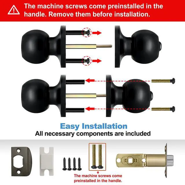 Alt view image 7 of 7 - Keyed Entry Door Knob, Heavy Duty Entrance Door Lock, Matte Black | Easy Installation, Universal design, Reversible Knob, Adjustable Latch
