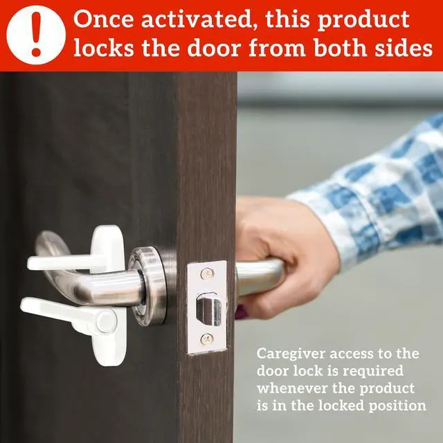 Alt view image 5 of 7 - Door Lever Lock (2 Pack) Prevents Toddlers from Opening Doors Easy One-Hand Operation for Adults Durable ABS with 3M Adhesive Backing No Tools Needed for Install