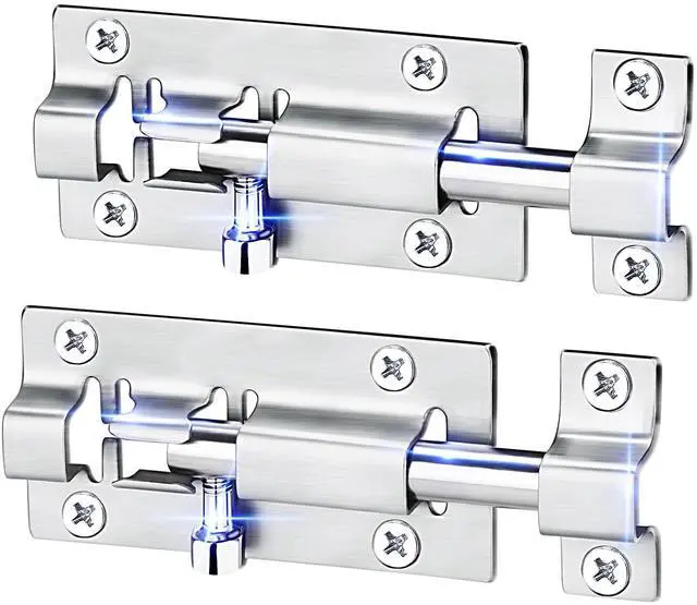 Main image of 2 Pack Barrel Bolt Latch, 3 Inch Stainless Steel Slide Latch Lock | Brushed Finish, Sliding Bolt Lock Latches, Thickened Stainless Steel, Sliding Locks for Door, 12PCS Screws, Easy Installation