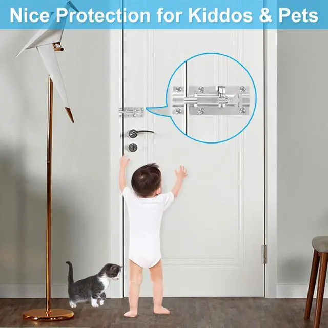Alt view image 5 of 7 - 2 Pack Barrel Bolt Latch, 3 Inch Stainless Steel Slide Latch Lock | Brushed Finish, Sliding Bolt Lock Latches, Thickened Stainless Steel, Sliding Locks for Door, 12PCS Screws, Easy Installation