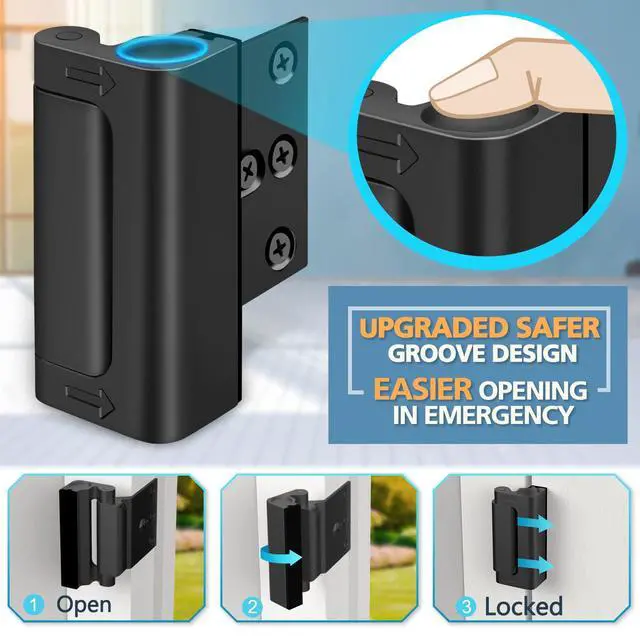 Alt view image 2 of 7 - Front Door Locks for Kids Safety High Home Security Door Lock Reinforcement | Withstand 800 lbs, Child Proof Door Locks Night Top Flip Latch