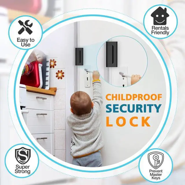 Alt view image 5 of 7 - Front Door Locks for Kids Safety High Home Security Door Lock Reinforcement | Withstand 800 lbs, Child Proof Door Locks Night Top Flip Latch
